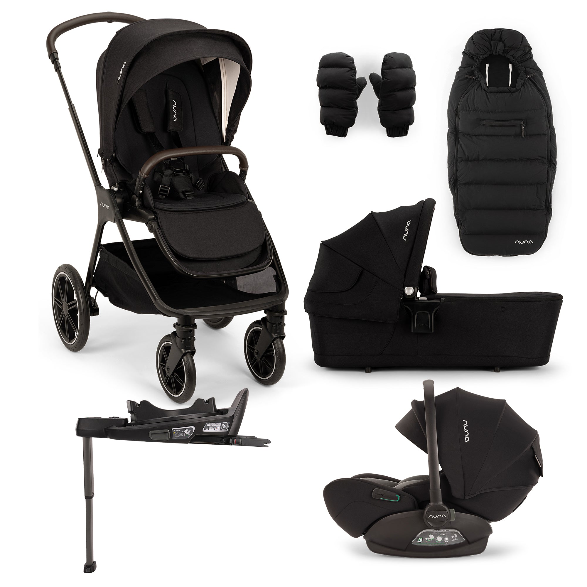 Nuna TRIV lx Stroller, Carrycot & Winter Set with ARRA flex & Base CURV